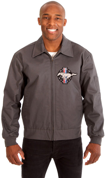 Ford Mustang Men's Mechanics Jacket with Front Chest Emblem-Mechanics Jacket-JH Design-Medium-Charcoal-AFC