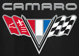 Men's Chevy Camaro Black T-Shirt Classic V-Flag Emblem