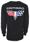 Men's Chevy Camaro Long Sleeve Crew Neck T-Shirt Front Back & Sleeve Emblems