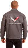 Chevy Corvette Men's Mechanics Jacket Front & Back Emblems-Mechanics Jacket-JH Design-Medium-Black-AFC