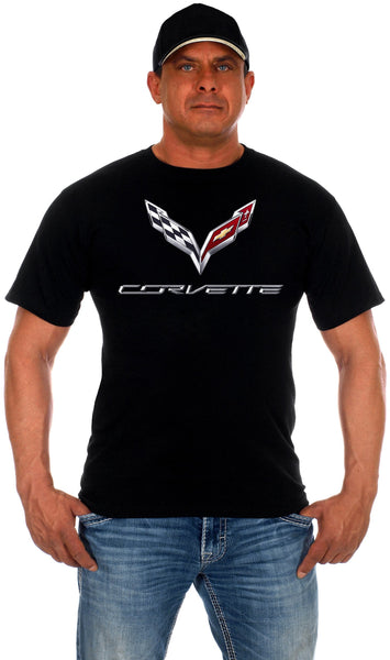 Chevy Corvette C7 Logo T-Shirt-T-Shirt-JH Design-Small-Black-AFC