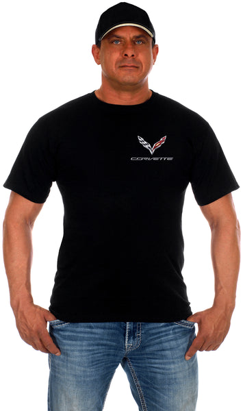 Chevy Corvette C7 Stingray Collage Logos T-Shirt-T-Shirt-JH Design-Medium-Black-AFC