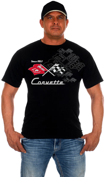 Chevy Corvette Collage Logo T-Shirts-T-Shirt-JH Design-Small-Black-AFC