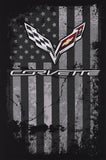 Men's Chevy Corvette Black T-Shirt Distressed American Flag