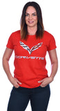 Women's Chevy Corvette C7 Emblem T-Shirt in Black, Red, or Heather-Gray