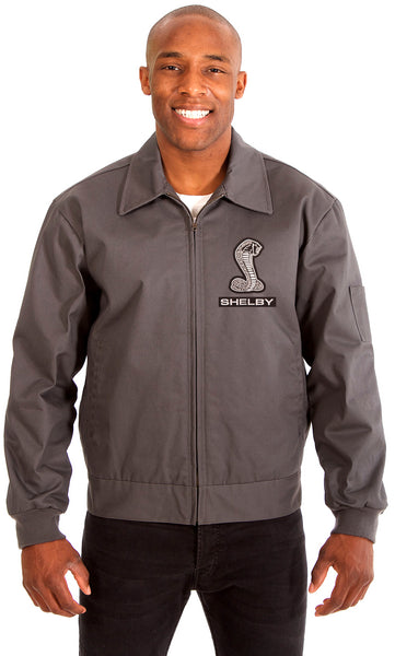 Carroll Shelby Men's Mechanics Jacket with Front Chest Emblem-Mechanics Jacket-JH Design-Medium-Charcoal-AFC