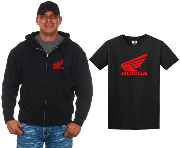 Honda Zip-up Hoodie & Honda T-Shirt Combo Gift Set Men
