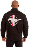 Ford Mustang Men's Mechanics Jacket with Front & Back Emblems-Mechanics Jacket-JH Design-Medium-Black-AFC