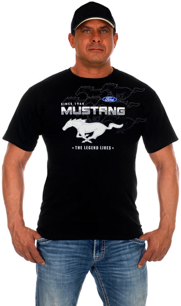 Ford Mustang Collage Logo T-Shirts-T-Shirt-JH Design-Small-Black-AFC