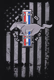 Men's Ford Mustang Black T-Shirt Distressed American Flag